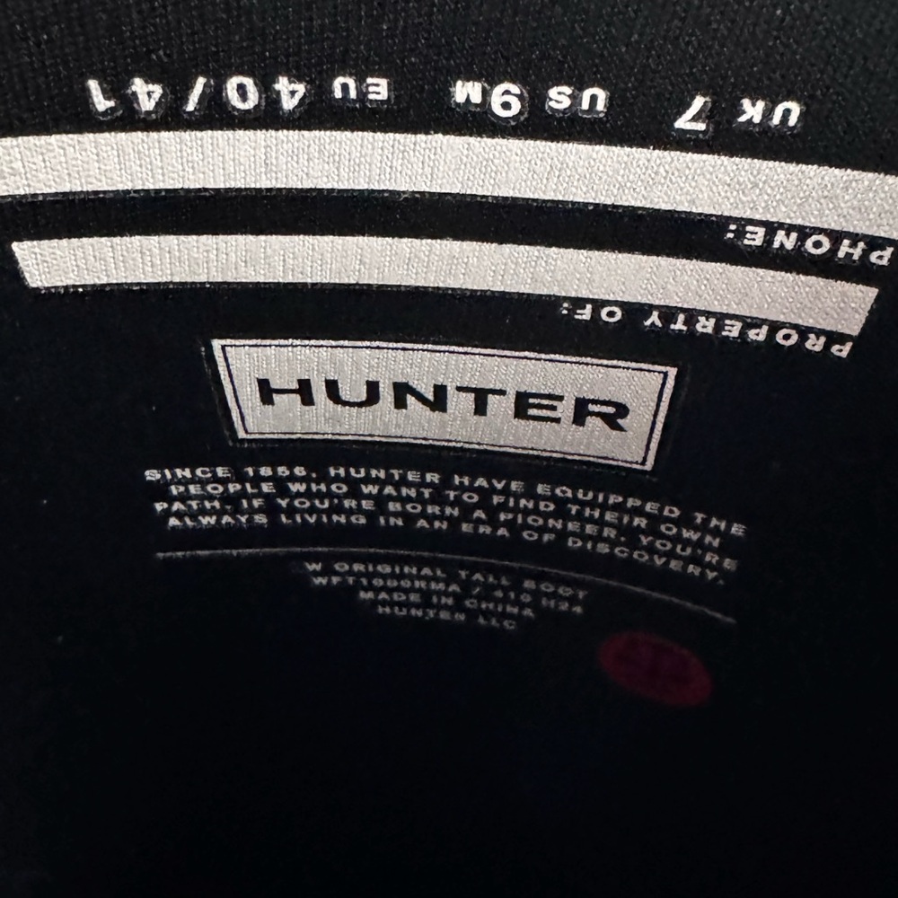 Hunter Original Tall Black Waterproof Boots size 9 never worn new without box - Picture 8 of 8